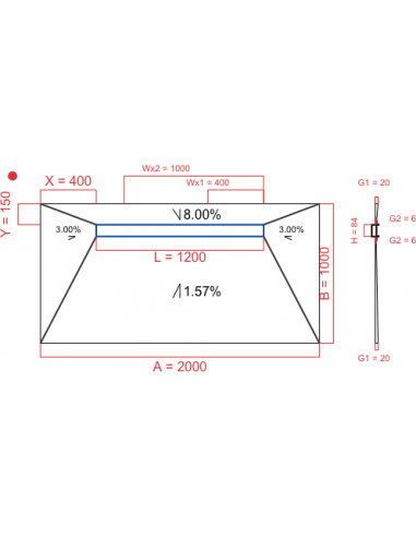 Showerlay Wiper 4 way 2000 x 1000 mm...