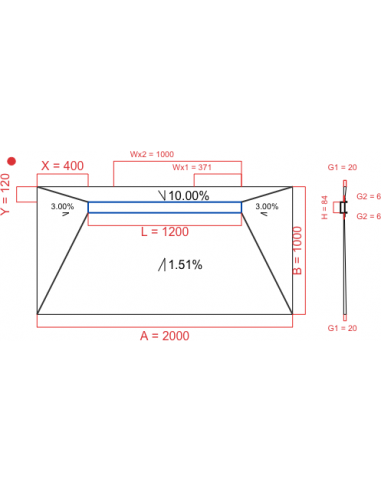 Showerlay Wiper 4 way 2000 x 1000 mm...