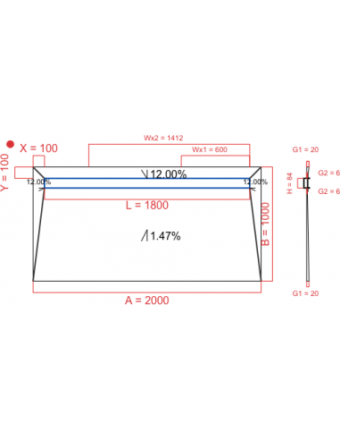 Showerlay Wiper 4 way 2000 x 1000 mm...