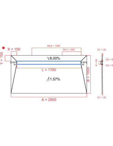 Showerlay Wiper 4 way 2000 x 1000 mm...