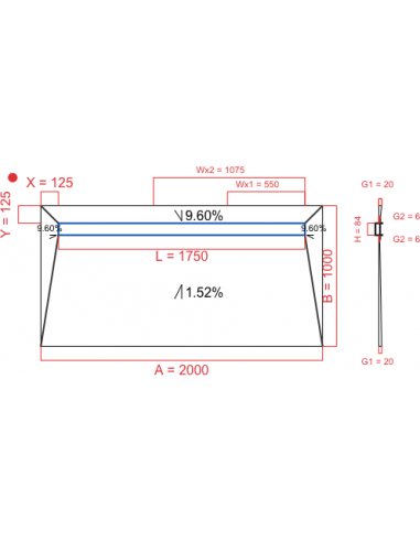 Showerlay Wiper 4 way 2000 x 1000 mm...