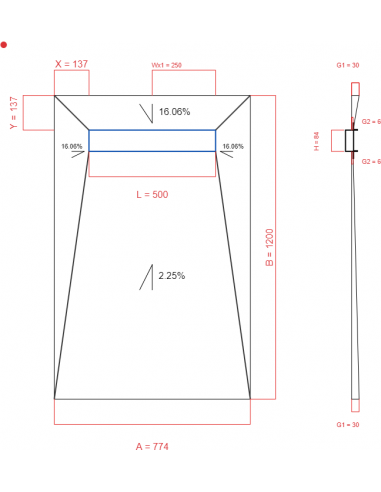 Showerlay Wiper 4 way 774 x 1200 mm...