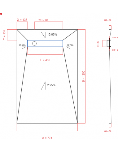 Showerlay Wiper 4 way 774 x 1200 mm...