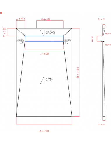 Showerlay Wiper 4 way 730 x 1150 mm...