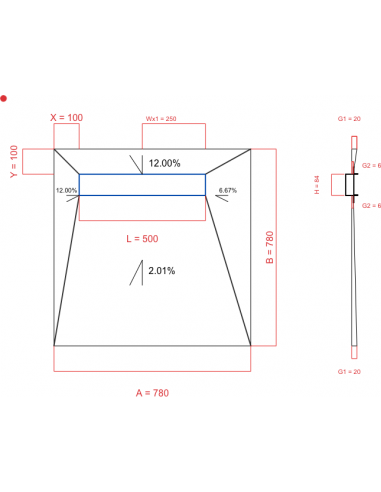 Showerlay Wiper 4 way 780 x 780 mm...