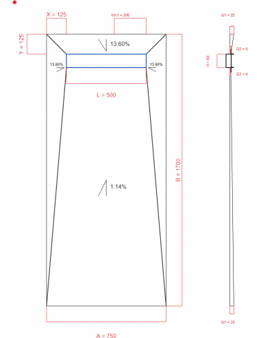Showerlay Wiper 4 way 750 x 1700 mm...
