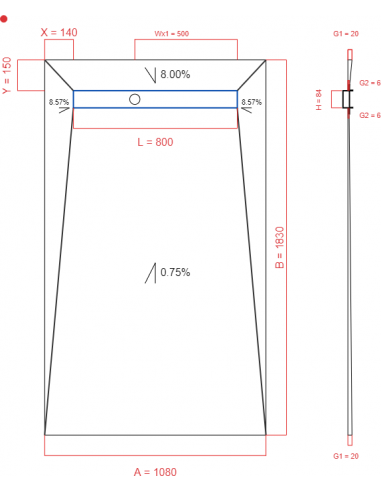 Showerlay Wiper 4 way 1080 x 1830 mm...
