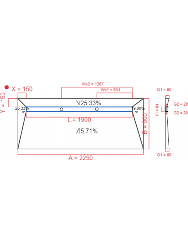 Showerlay Wiper 4 way 2250 x 900 mm...