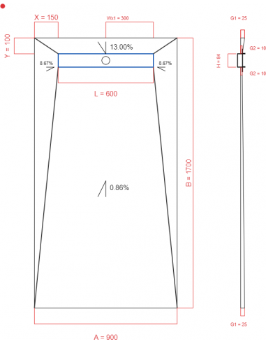 Showerlay Wiper 4 way 900 x 1700 mm...