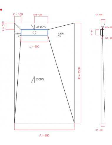 Showerlay Wiper 4 way 900 x 1500 mm...