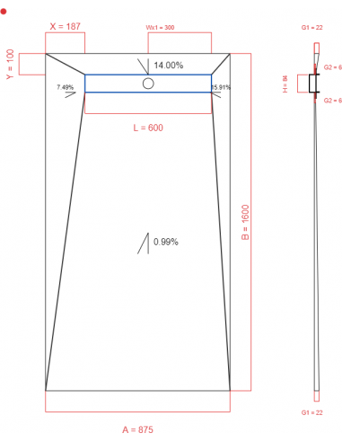 Showerlay Wiper 4 way 875 x 1600 mm...