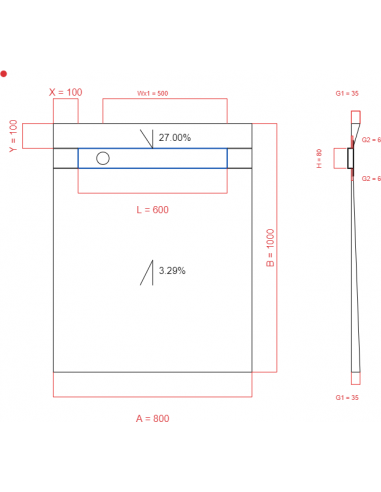 Showerlay Wiper 2 way 800 x 1000 mm...