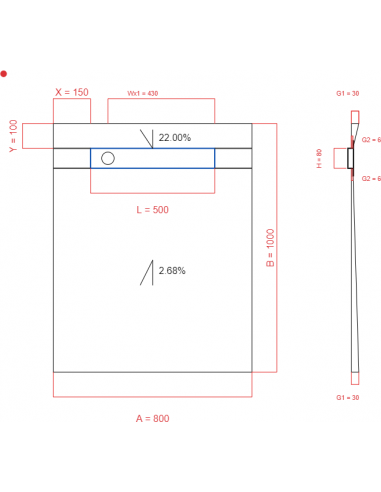 Showerlay Wiper 2 way 800 x 1000 mm...