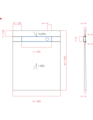 Showerlay Wiper 2 way 800 x 1000 mm...