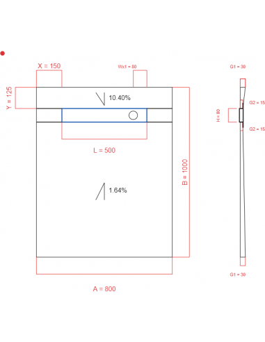 Showerlay Wiper 2 way 800 x 1000 mm...