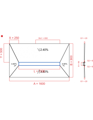 Showerlay Wiper 4 way 1600 x 900 mm...