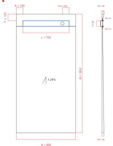 Showerlay Wiper 1 way 900 x 1800 mm...