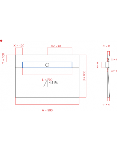 Showerlay Wiper 1 way 900 x 600 mm...