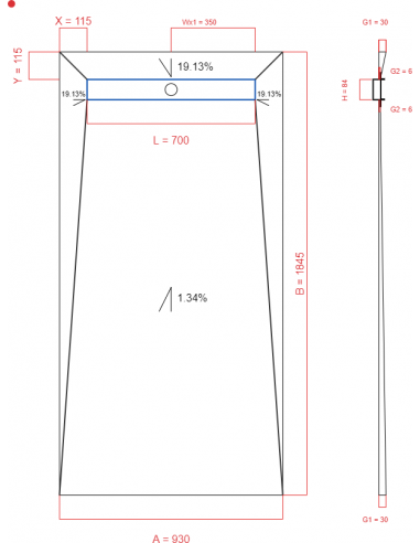 Showerlay Wiper 4 way 930 x 1845 mm...