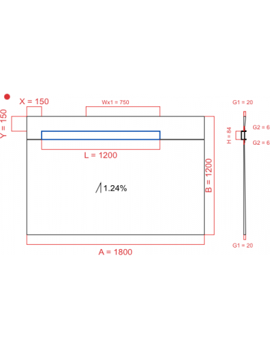 Showerlay Wiper 1 way 1800 x 1200 mm...