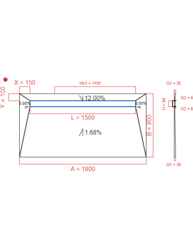 Showerlay Wiper 4 way 1800 x 900 mm...