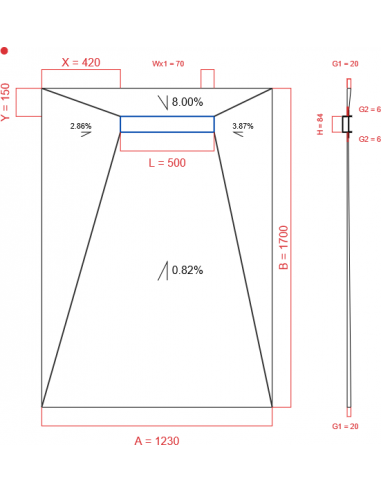 Showerlay Wiper 4 way 1230 x 1700 mm...