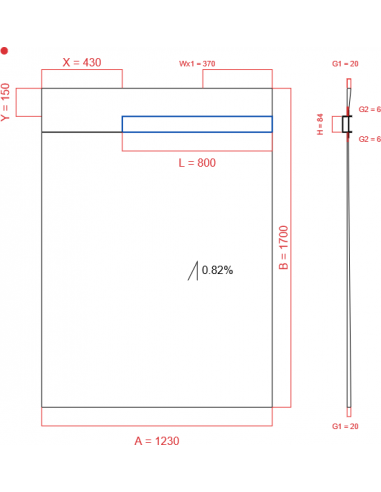 Showerlay Wiper 1 way 1230 x 1700 mm...