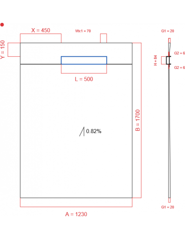 Showerlay Wiper 1 way 1230 x 1700 mm...