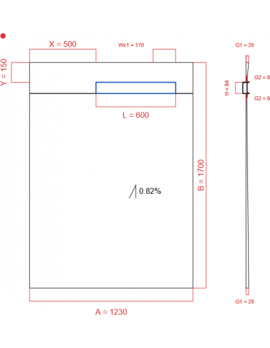 Showerlay Wiper 1 way 1230 x 1700 mm...