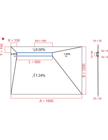 Showerlay Wiper 4 way 1800 x 1200 mm...