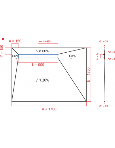 Showerlay Wiper 4 way 1700 x 1230 mm...