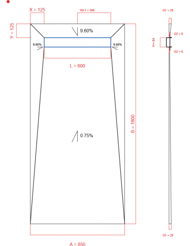 Showerlay Wiper 4 way 850 x 1800 mm...