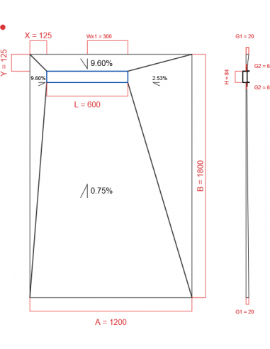 Showerlay Wiper 4 way 1200 x 1800 mm...