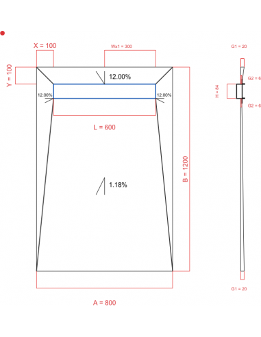 Showerlay Wiper 4 way 800 x 1200 mm...