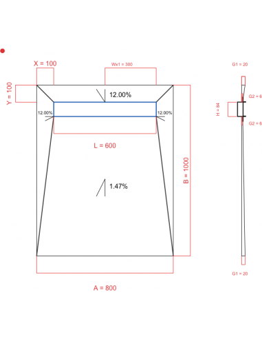 Showerlay Wiper 4 way 800 x 1000 mm...