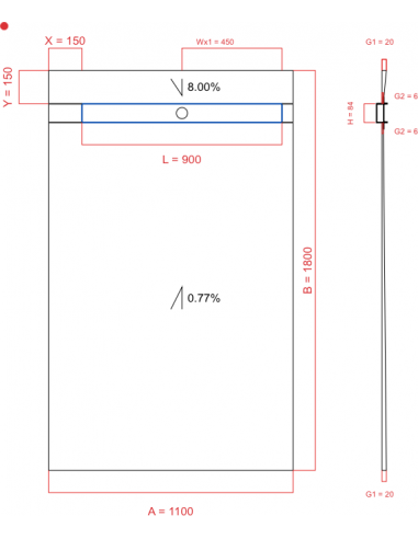 Showerlay Wiper 2 way 1100 x 1800 mm...