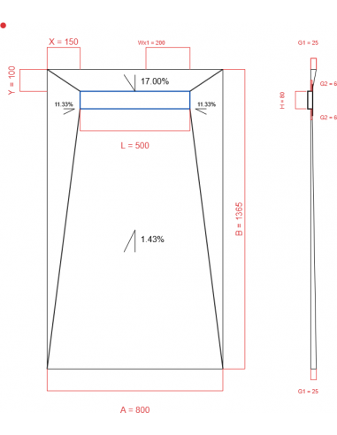 Showerlay Wiper 4 way 800 x 1365 mm...