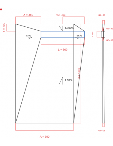 Showerlay Wiper 4 way 800 x 1365 mm...