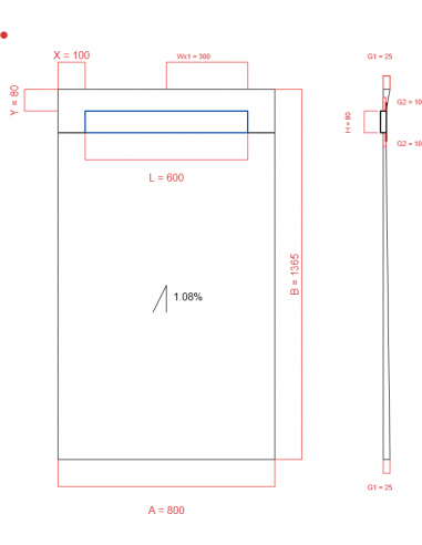 Showerlay Wiper 1 way 800 x 1365 mm...