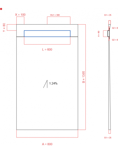 Showerlay Wiper 1 way 800 x 1365 mm...