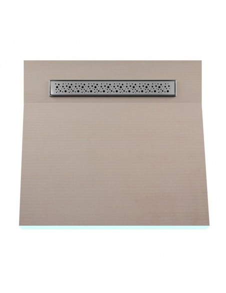 OneWay Wet Room Kit: Shower Tray with single slope towards the drain, including Waste Trap and Drain Cover (Mistral)