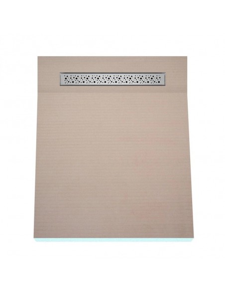 OneWay Wet Room Kit: Shower Tray with single slope towards the drain, including Waste Trap and Drain Cover (Mistral)