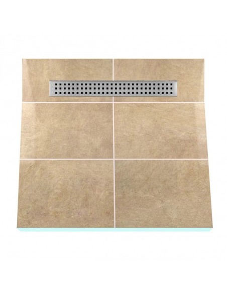 Example of a shower tray tiled with large tiles