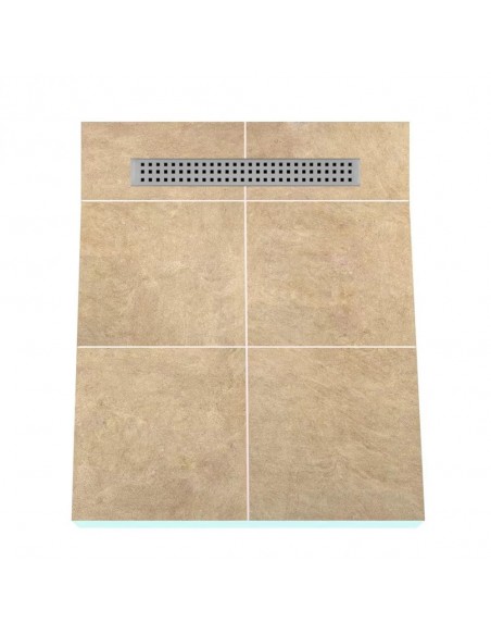 Example of a shower tray tiled with large tiles