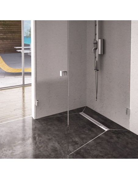 Example of finished Wet Room with the drain available here - classic corner Installation (square wet room)