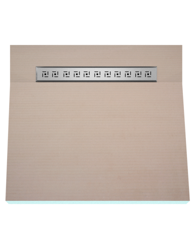 OneWay Wet Room Kit: Shower Tray with single slope towards the drain, including Waste Trap and Drain Cover (Tivano)