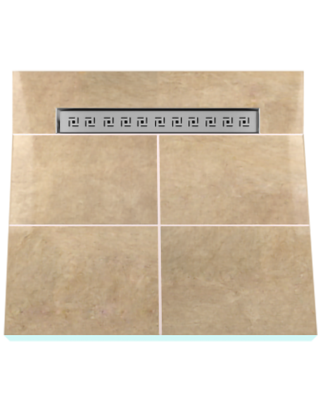 Example of a shower tray tiled with large tiles