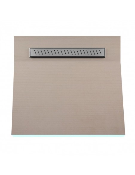 OneWay Wet Room Kit: Shower Tray with single slope towards the drain, including Waste Trap and Drain Cover (Zonda)