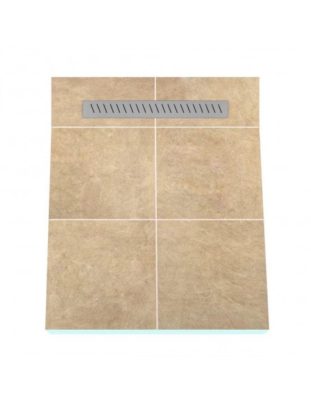 Example of a shower tray tiled with large tiles