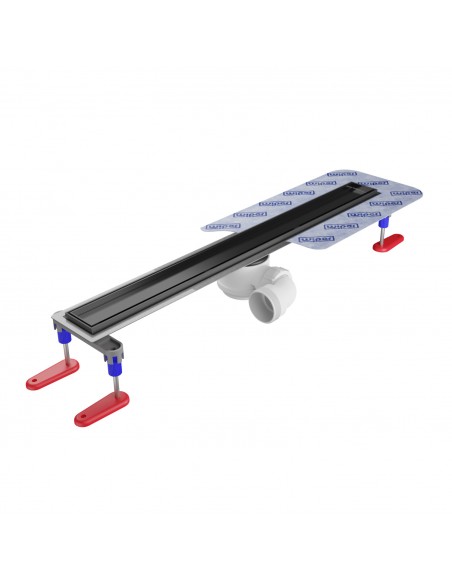 Tiled floor Shower drain kit: Linear drain and cover Pure Black, waste included